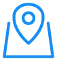 Illustrated icon of a map with a pin in it.